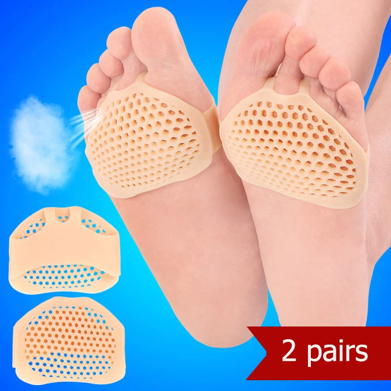 Silicone Forefoot Insoles for Women High Heel Shoes Breathable Health Care Relief Pain Half Pads Toes Inserts Honeycomb Forefoot - Цвет: 2 pairs complexion
