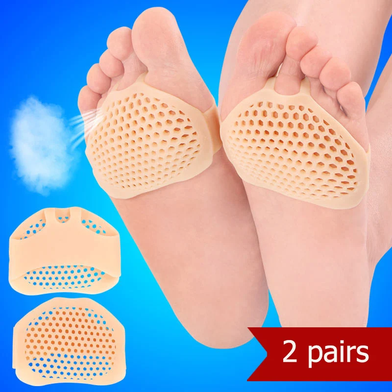 2 pairs complexion Silicone Forefoot Insoles for Women High Heel Shoes Breathable Health Care Relief Pain Half Pads Toes Inserts Honeycomb Forefoot - Цвет: 2 pairs complexion