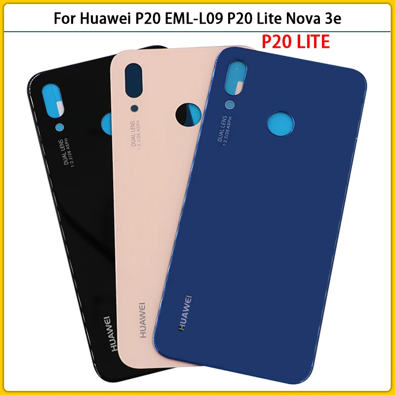 10 шт. Новинка P20 Lite задний корпус для Huawei EML L09 L29 P20Lite Nova 3e Стеклянная Крышка