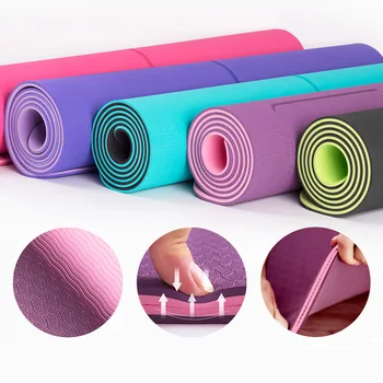 

Quality TPE Yoga Double Layer Non-slip Mat Yoga Exercise Pad With Position Line For Gymnastics Fitness and Pilates