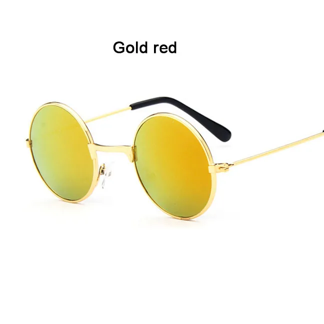 AOXUE ретро классические круглые солнцезащитные очки детские брендовые зеркальные солнцезащитные очки для мальчиков и девочек Черная синяя оправа очки UV400 подарки для детей - Lenses Color: gold red