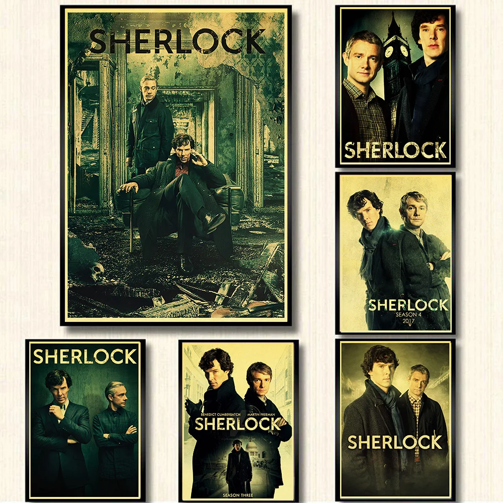 Tv-series-Sherlock-poster-brown-kraft-paper-print-retro-poster-wall-art-painting-home-decoration-wall