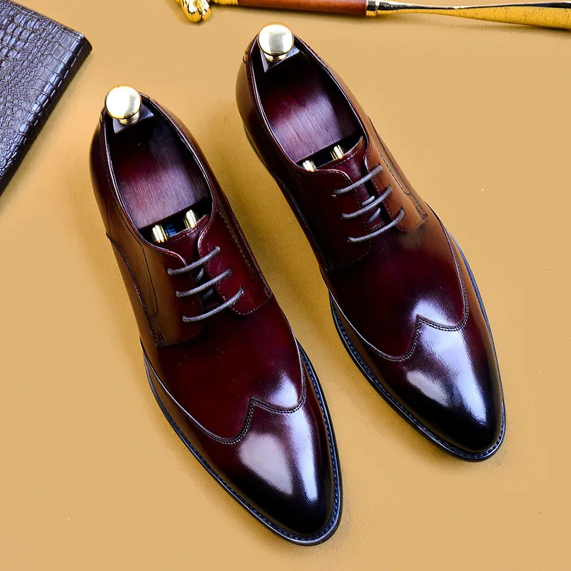 

Spring And Summer Hot Selling Pointed-Toe Men Business Leather Shoes Classic Black Bullock MEN'S SHOES Genuine Leather Large Siz