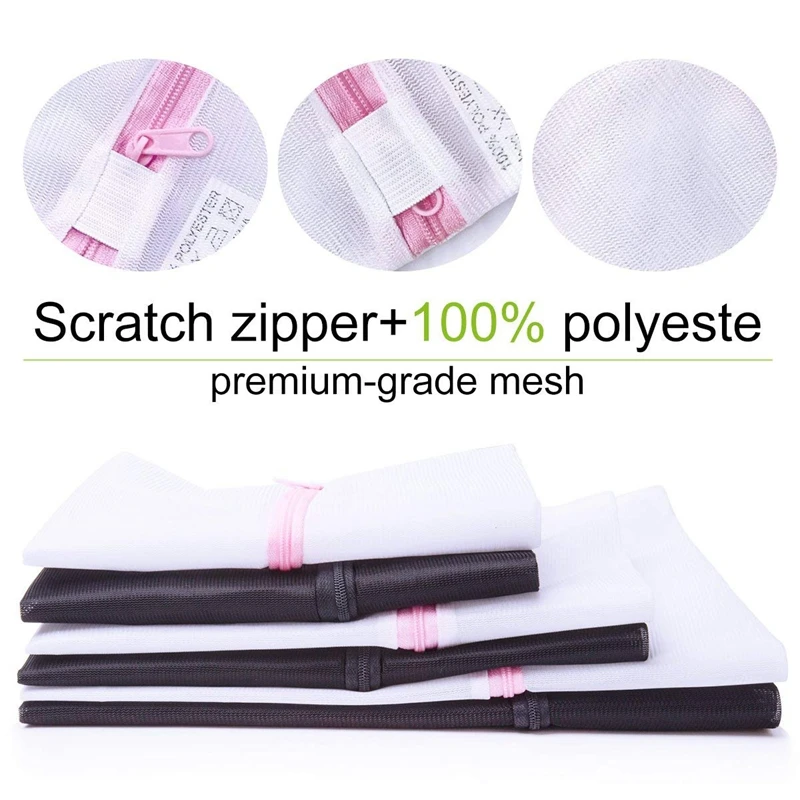 

Laundry Wash Bag for Delicates,Zippered Washing Bags, Durable Mesh for Washing Machine,Set of 7 Travel Bag for Blouse, Hosiery,