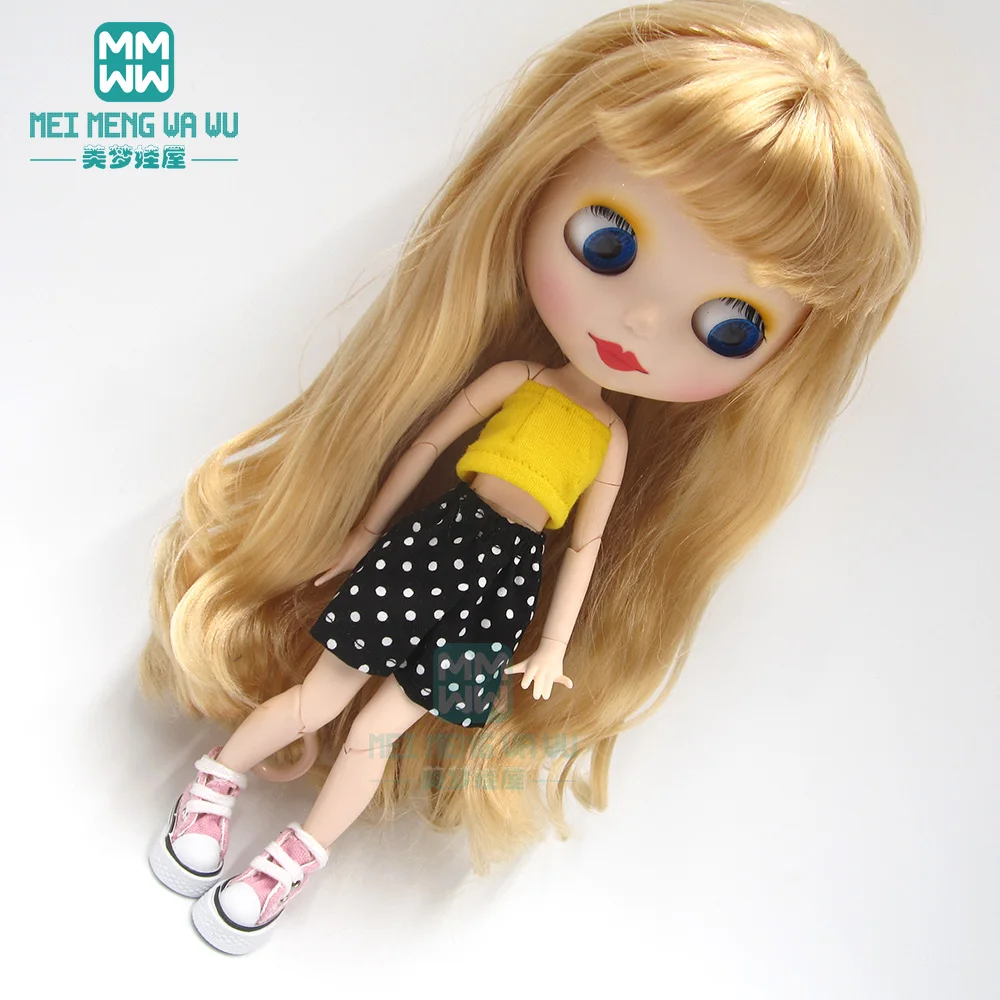 1 шт. одежда Blyth Doll модная футболка с лямкой на шее шорты в горошек для Azone1/6
