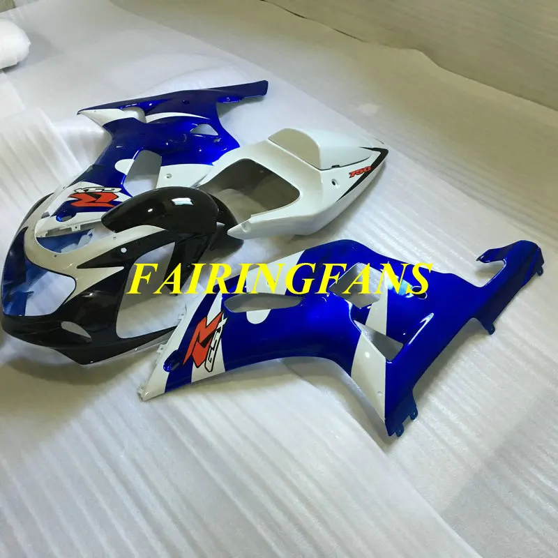 Набор обтекателей для GSXR600 750 K1 01 02 03 GSXR 600 GSXR750 2001 2002 2003 белый синий Обтекатели Кузов+ подарки SH35
