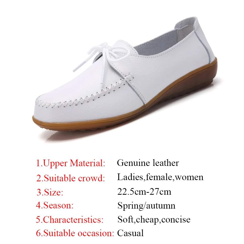 Genuine leather flats ladies Oxford shoes big size 270 loafers solid white shoes women new arrival casual flats woman shoes