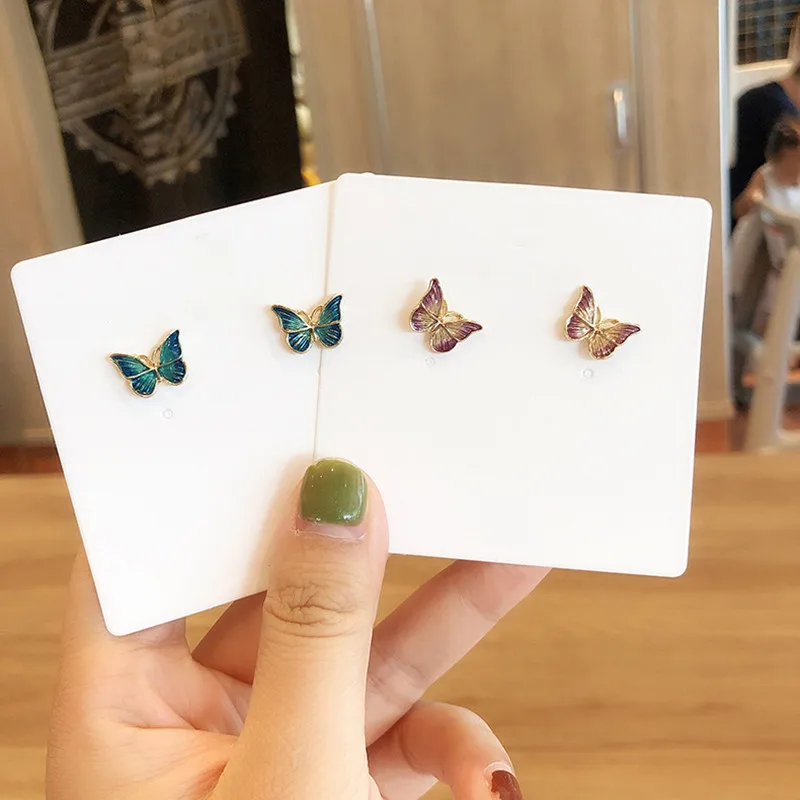 

Dominated new 2019 personality dimensional metal butterfly Women earrings Sweet temperament contracted multicolor Stud Earrings