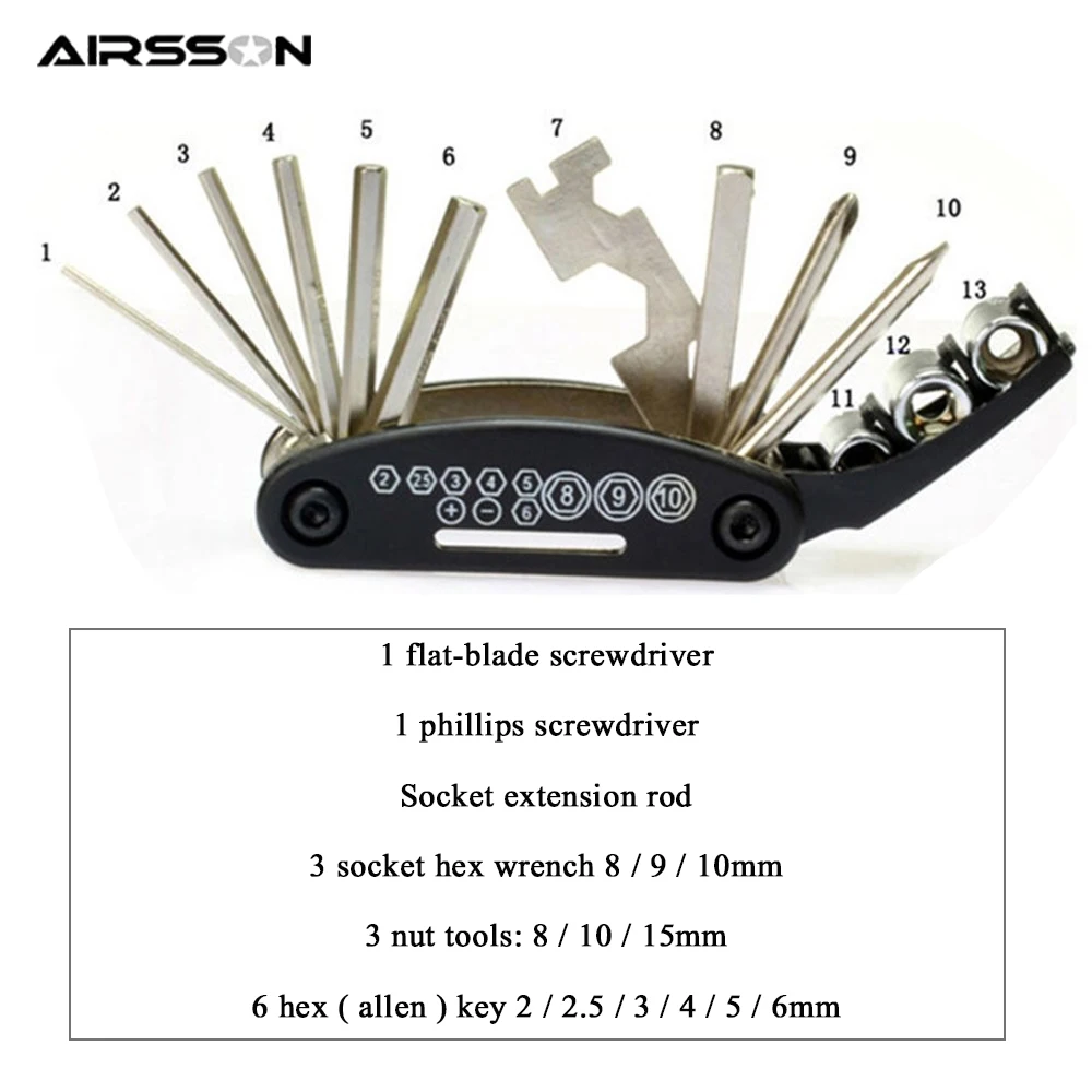 15 в 1 многофункциональные велосипедные Инструменты наборы велосипедов Многофункциональный ремонтный набор инструментов шестигранный спицевой ключ Горный Цикл Отвертка Инструмент