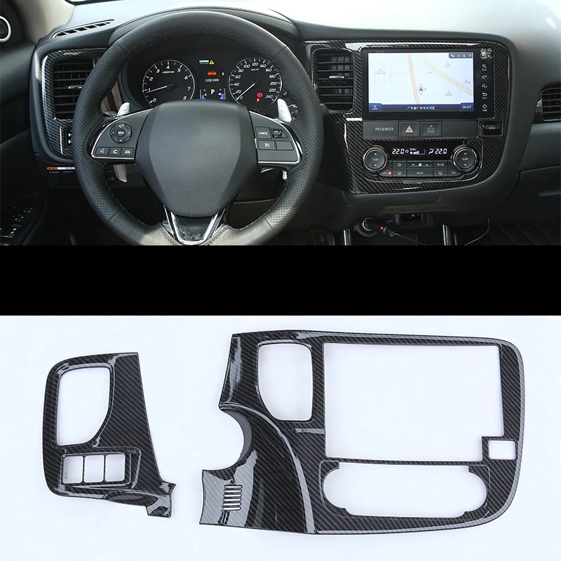 carbon fiber black Lsrtw2017, АБС-пластик, автомобильный gps Экран рамка планки для Mitsubishi Outlander интерьерные аксессуары хром - Название цвета: carbon fiber black