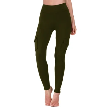 

Women Gym Elastic Yoga Pants Jogging With Pocket Sports Leggings Style High Waist Fitness Slim Quick Dry Solid Tighten Hip