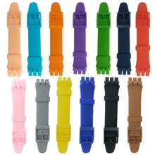 Цветной силиконовый ремешок для часов Swatch 12 мм 16 мм 17 мм 19 мм 20 мм Резиновый сменный Браслет ремешок аксессуары розовый черный