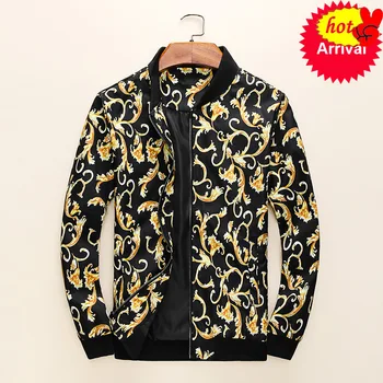 

Gold New Fashion Floral Jacket High Quality Thin and Light Casual High Quality Slim Mens Designer Jackets