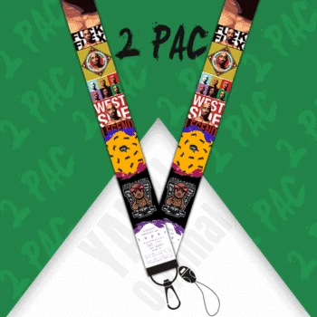 

20pcs/lot 2PAC Lanyard Hip Hop Singer Key Strap Hang Rope ID Card Badge Holders Mobile Phone Customizable Neck Straps S181