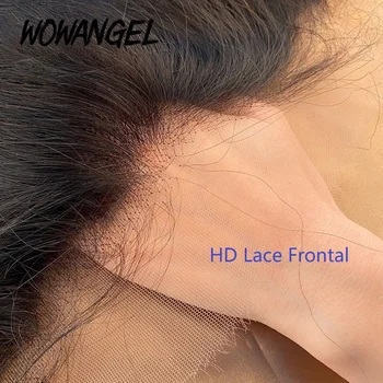 

WOWANGEL Brazilian Straight Hair 13 By 4 Transparent HD Lace Frontal Closure Natural Color Remy Human Hair 10-20 inch