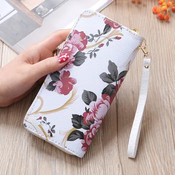

Ladies fashion rose print wallet coin bag card pocket change bag card bag wallet phone bag leather Держатель кошелька 2020 New