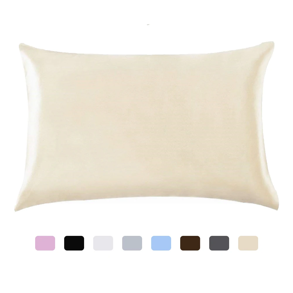 

Soft Mulberry Plain Pillow Case Pure Emulation Satin Square Pillow Single Cover Chair Seat Silk Pillowcase Cover For Bed Throw