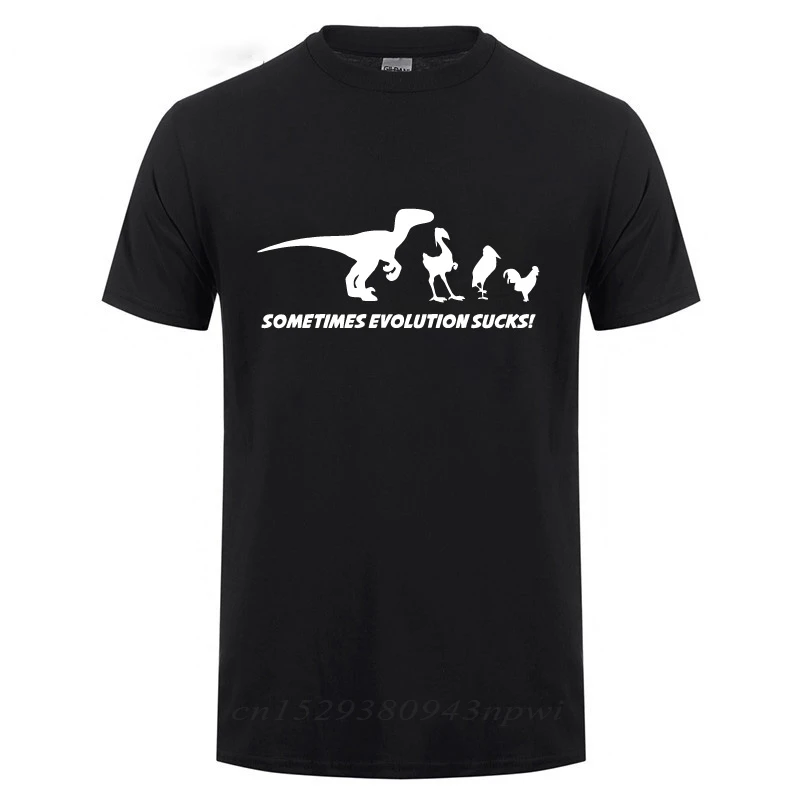 Sometimes Evolution Sucks T-Shirt Funny Darwin Retro Dinosaur Birds Comic Short Sleeve O Neck Cotton T Shirt Summer Tops | Мужская
