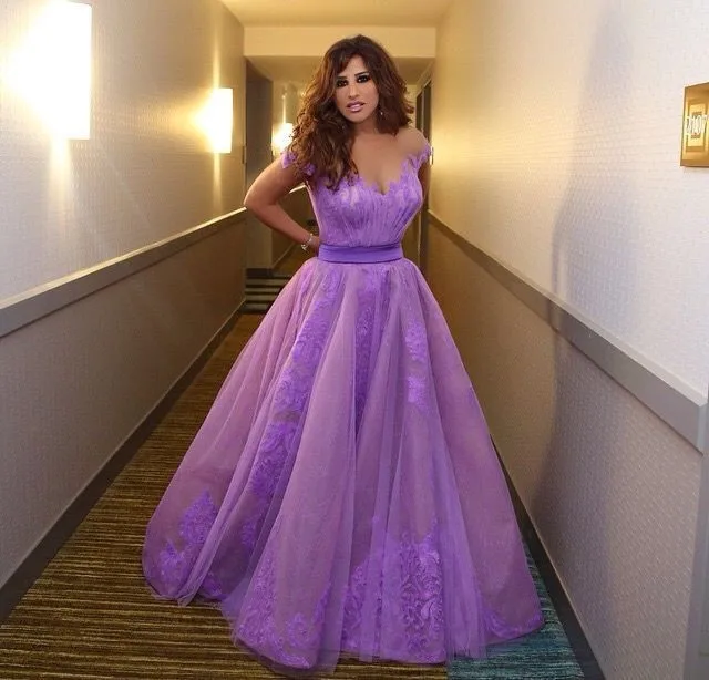 Платье в стиле знаменитостей Najwa Karam вечернее фиолетовое платье для выпускного