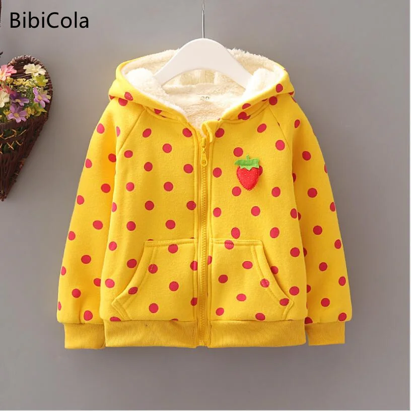 

BibiCola winter girls sweatshirt girls clothes cotton plus velvet hoodies coat children girls thick outerwear jacket