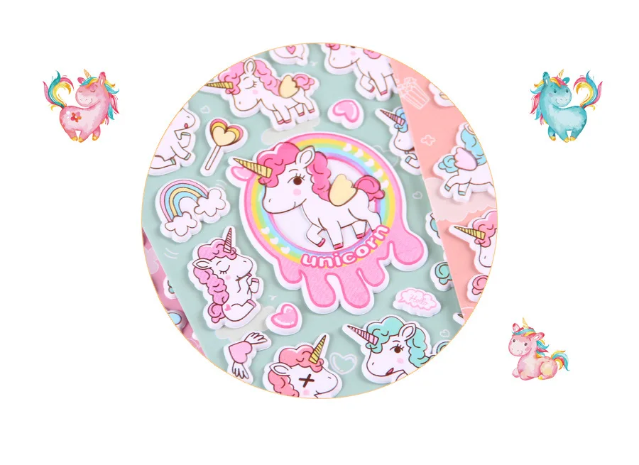 1pcs/lot Kawaii Stationery Stickers Unicorn foam Decorative Mobile Stickers Scrapbooking DIY Craft Stickers