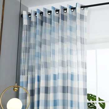 

Grid Print Window Screening Gauze Tulle Drap Sheer Hollow Out Voile Valance Curtains For Living Room Home Decor 3 Sizes D30