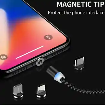 

Magnetic Cable 3 IN 1 Micro USB Cable Type C For iPhone X 7 Samsung S10 Oppo HTC LG 1M 2.4A Magnet Charger Adapter Phone Cables