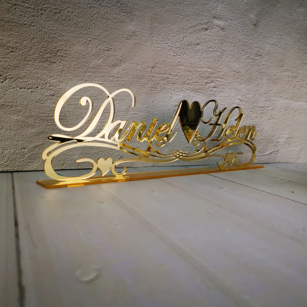 Personalized Mirror gold Name Wedding Table Sign,Custom Table Sign Wedding with name,For wedding party Decor Supplies of Party (4)