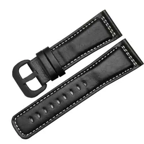 PEIYI 28mm Leather watch band with pin buckle Replacement Machinery Men's Watch Colored Line strap For P1 P2 M1 M2 - Цвет ремешка: black white black