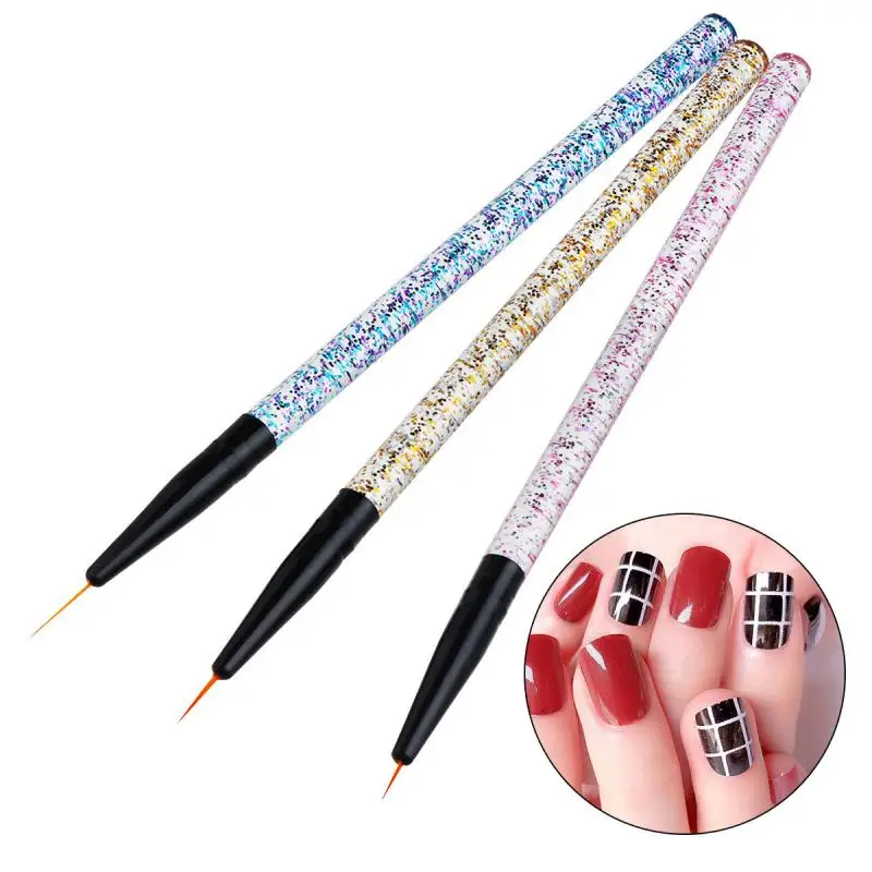 3 unids/set delineador para decoración de uñas de pintura de la pluma de cristal 3D consejos de acrílico DIY pinceles para Gel UV dibujo tallado de flores línea red manicura herramientas