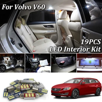 

19Pcs No Error White Canbus LED Interior Light For Volvo V60 Map Dome Trunk License Plate Lamp Interior Package Kit (2010-2017)