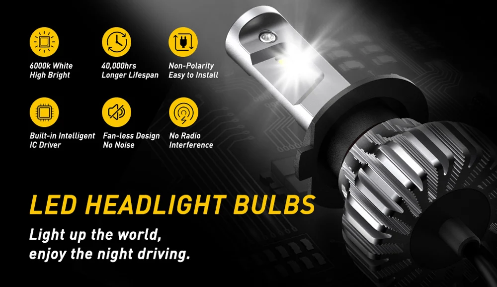 1- H7 led headlight bulbs