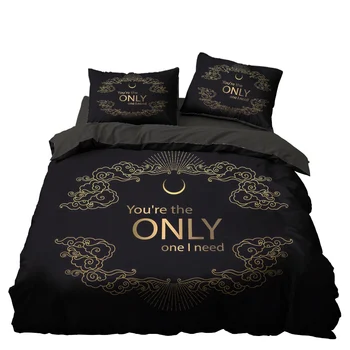 

Black Golden Bedding Set Valentine's Day Gift Bedroom Decor Microfiber Soft Hypoallergenic Zipper 1PC Duvet Cover Pillowcases