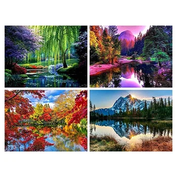 

4Pack DIY Diamond Painting Kits Four Full Diamond Art Rhinestone Embroidery Set Paint with Diamonds Four Seasons