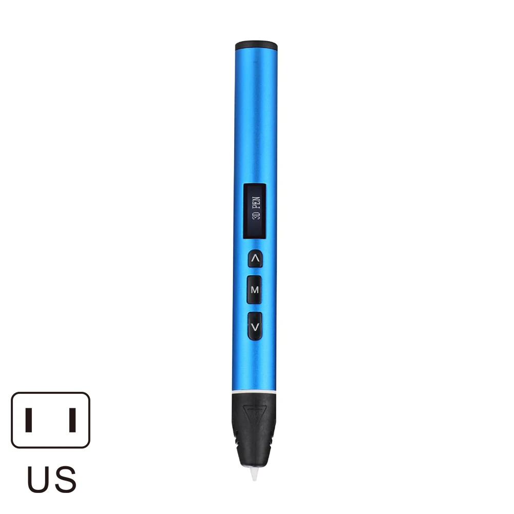 Blue US plug 3D печать Ручка OLED дисплей Поддержка PLA PCL Режимы легко Управление ручки с принтом для подарков GK99 - Цвет: Blue US plug