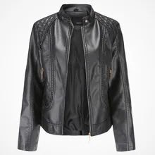 2021 New Autumn Winter Women Faux Leather Jacket Fashion Casual Zipper Bomber Coat Black Motorcycle Outwear