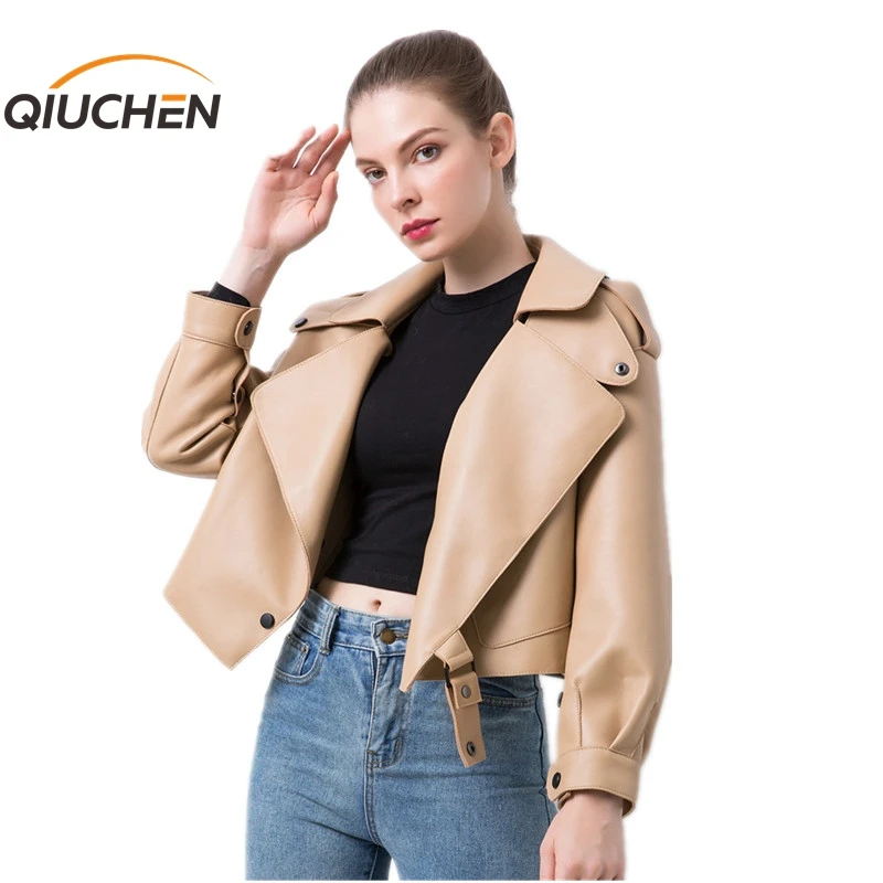 Новое поступление 2020 Женская куртка QIUCHEN PJ19101 из натуральной овечьей кожи