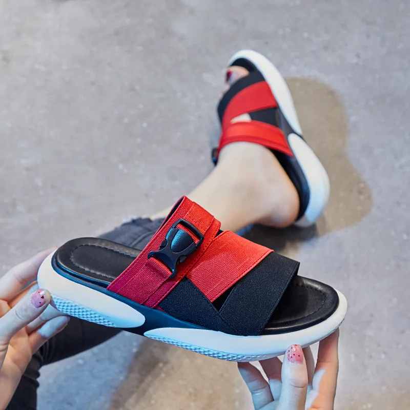 

INS Slippers Female Summer Seaside Outer Wear Flat Leisure Slippers Korean-style New Style Ulzzang Sports Versatile Sandals