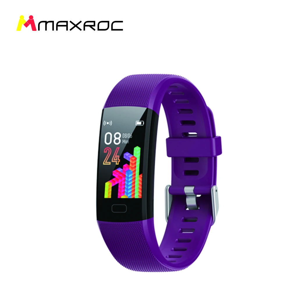 MAXROC Y10 умный Браслет для Andriod IOS 1,14 ''сенсорный экран IP67 водонепроницаемый 25 дней долгое время ожидания несколько видов спорта - Цвет: TPU-Purple