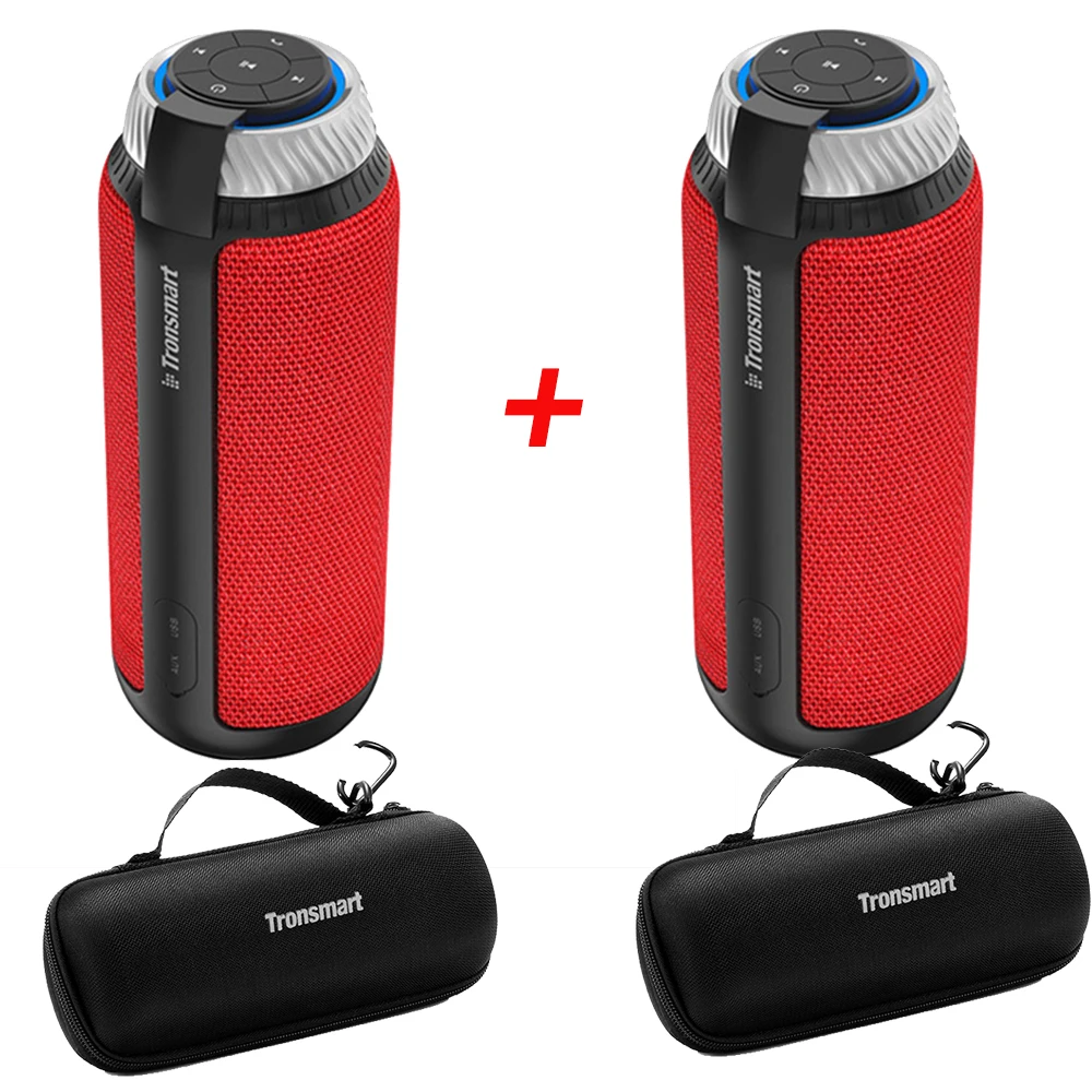 2 pcs red w case Tronsmart Element T6 Bluetooth Колонка Портативная колонка s сабвуфер 25 Вт DSP 360 стерео звук глубокий бас для компьютера телефона - Color: 2 pcs red w case