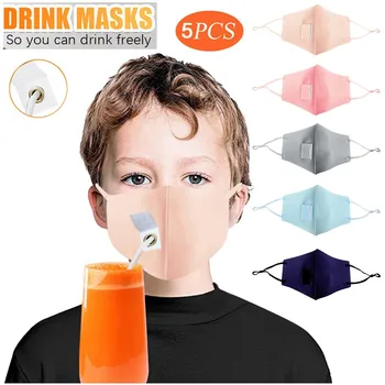 

5pcs Child Scraf Dust Proof Drink Hole For Straw Hole Reusable Protective Filter Dust Face Windproof Bacteria Proof