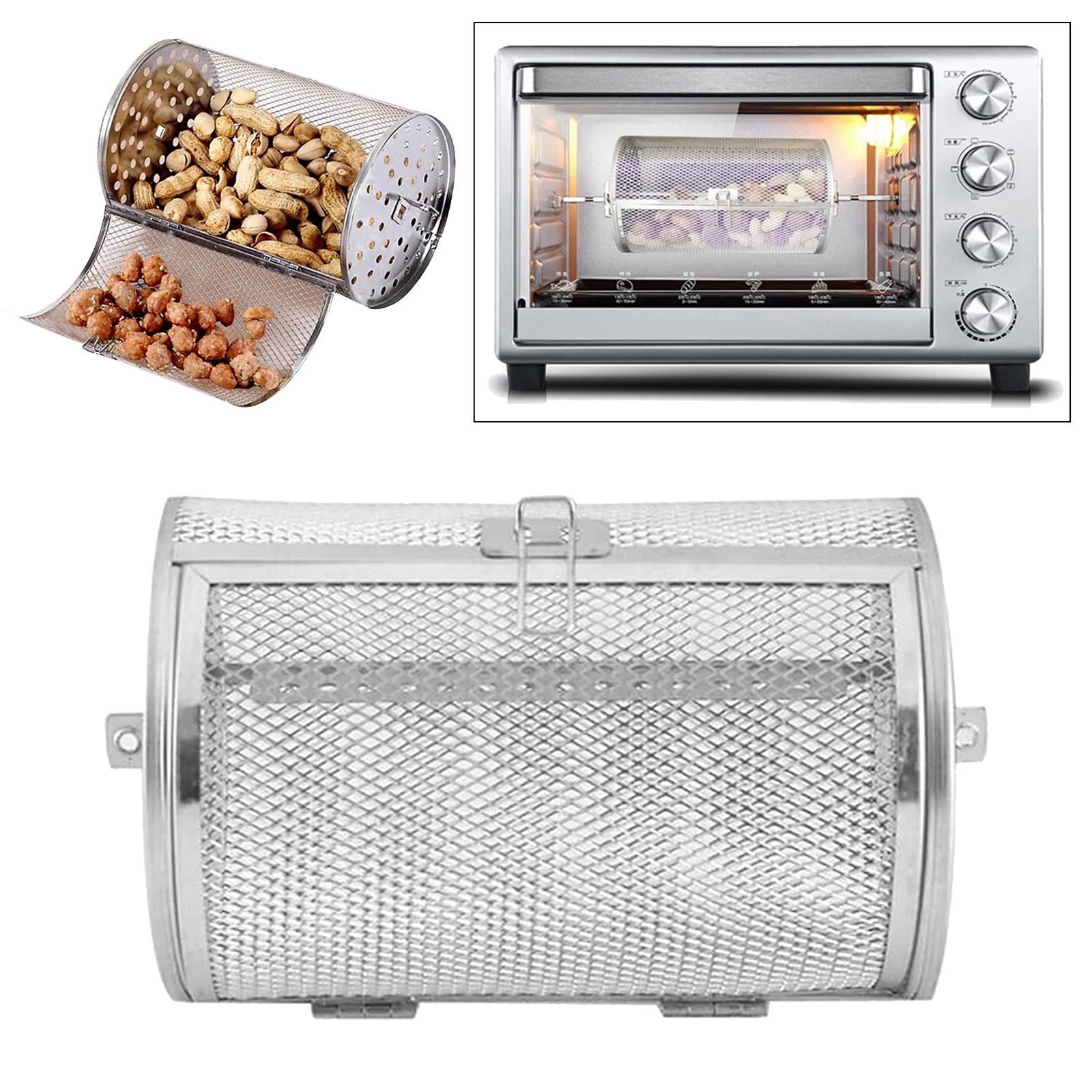 Kitchen Stainless Steel Rotisserie Grill Roaster Drum Oven Basket Oven Roast Kitchen Stainless Steel Rotisserie Grill Roaster Drum Oven Basket Oven Roast
