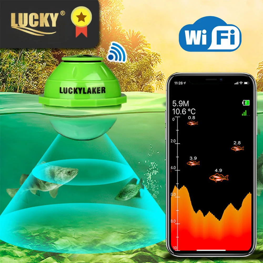 Беспроводной эхолот Lucky FF916 рыболокатор с Wi-Fi глубина 50 м/130 футов для IOS и Android |