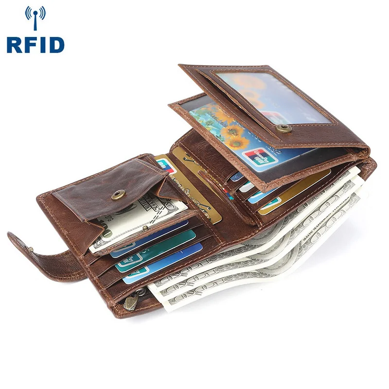 Винтаж Для мужчин кошелек анти-сканирования кредитная карта, RFID посылка Многофункциональный банковская карта ID документ Для мужчин t мульти-карты упаковка для хранения сцепления