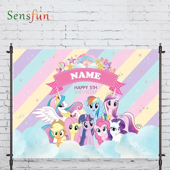 

Sensfun photography backdrop rainbow horse birthday Party princess prop fabric photography backdrop photocall photobooth