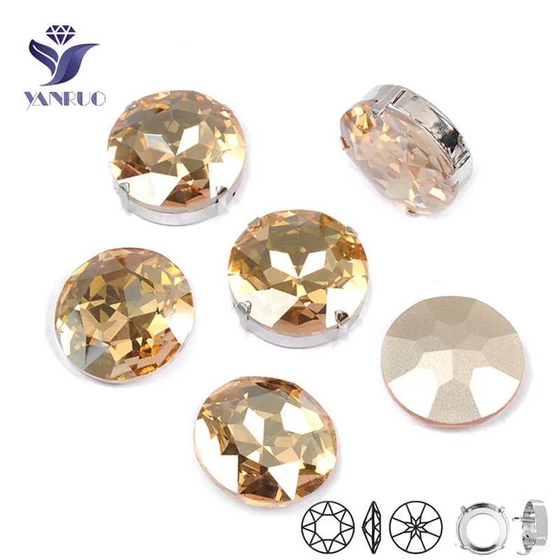 

YANRUO 1201, круглые 27 мм кристаллы GSHA, блестящие пришитые Стразы, стеклянные стразы, пришивные камни для одежды, ювелирных изделий