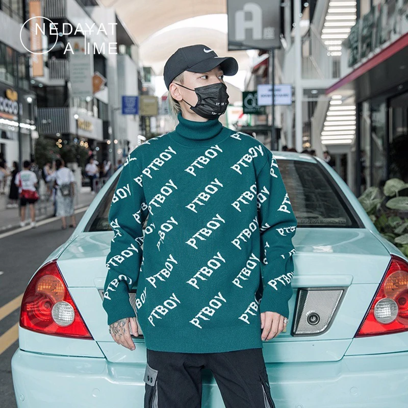 Harajuku с буквенным принтом, вязаный пуловер, свитера для мужчин, хип-хоп, пэчворк, уличная,, мужской модный свитер с круглым вырезом, топы