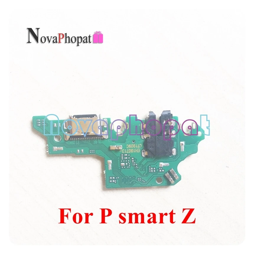Novaphopat For Huawei P Smart Z Charger Port USB Plug Charging Connect Flex Cable Microphone Headphone Jack Board 10pcs lot