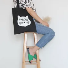 Кошка Холщовая Сумка Толстая парусиновая ручная сумка через плечо/сумка брезентовый мешок Экологичная сумка простая ткань сумка