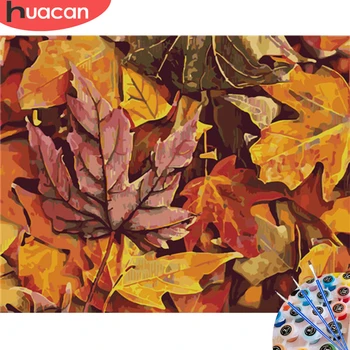 

HUACAN Oil Painting By Numbers Fall Scenery Acrylic Drawing Canvas Picture Maple Leaf For Adults Home Decoration Gift